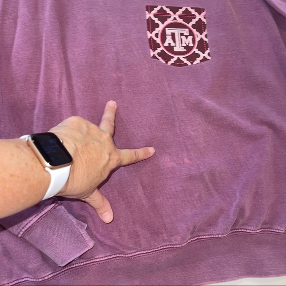 Texas A&M Mauve Crewneck Sweatshirt Washed Cotton Sz M - Picture 9 of 10